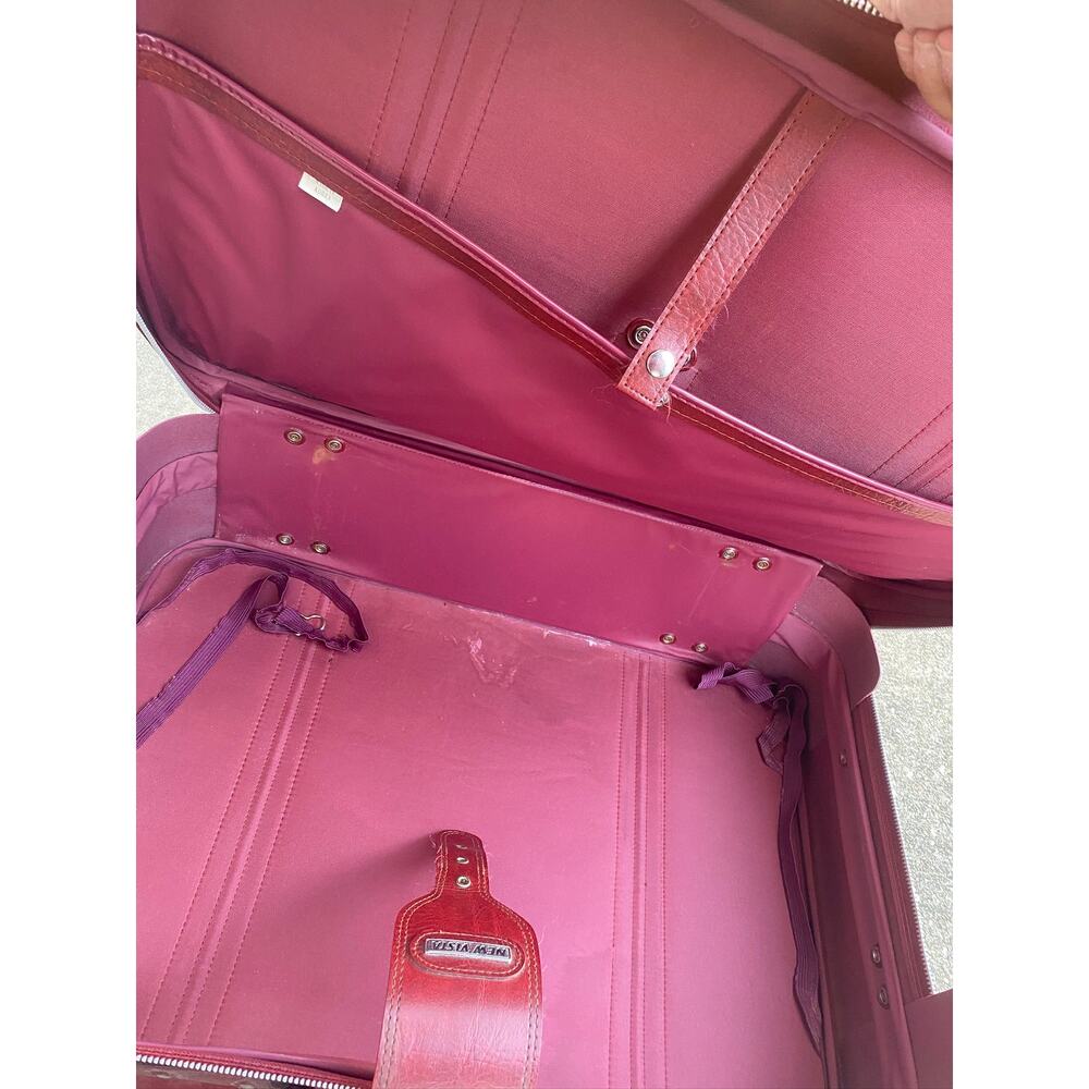 Set of 3 VTG New Vista Korean Travel Luggage Faux Leather Burgundy suitcases - Picture 15 of 16